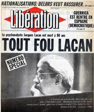 Libération Tout fou Lacan, September 11, 1981 (Image source La République des livres)